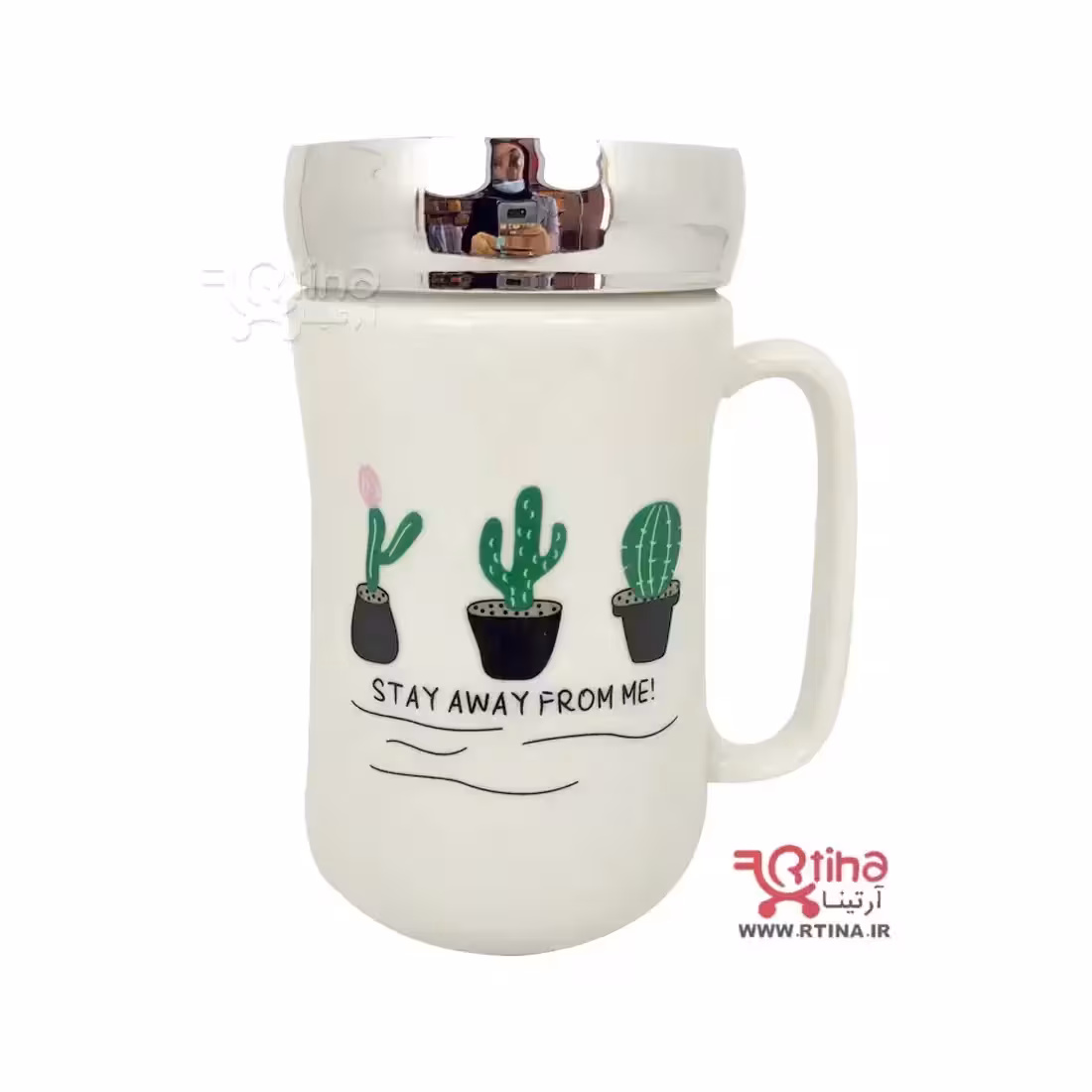 ماگ فانتزی دخترانه و پسرانه درب دار طرح !stay away from me