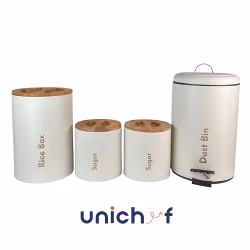 ست 4 پارچه نباتی (کرم) درب بامبوUN-8022