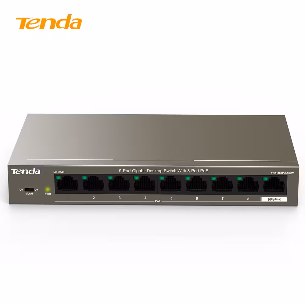 سوئیچ شبکه POE 9 پورت گیگابیت تندا مدل Tenda TEG1109P-8-102W