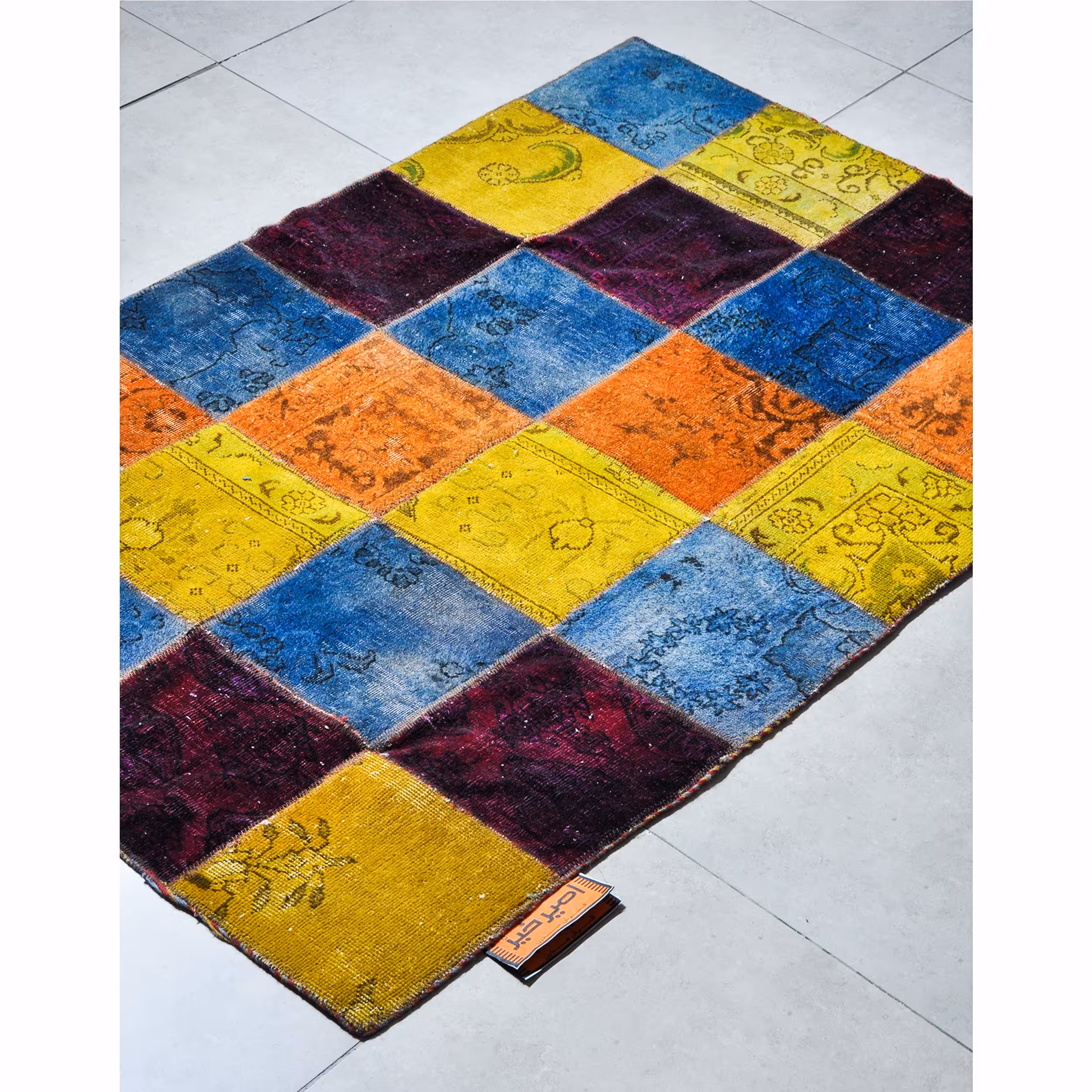 کلاژ فرش دستبافت دو متری امیرخیز مدل تکه دوزی کد 104881