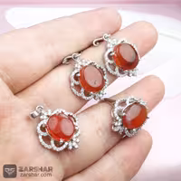 نیم‌ ست عقیق یمنی سرخ با نقره 925