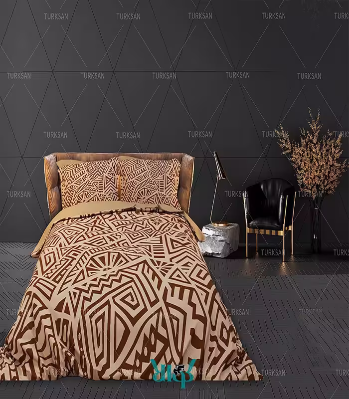 روتختی قهوه ای هندسی دونفره کد d395