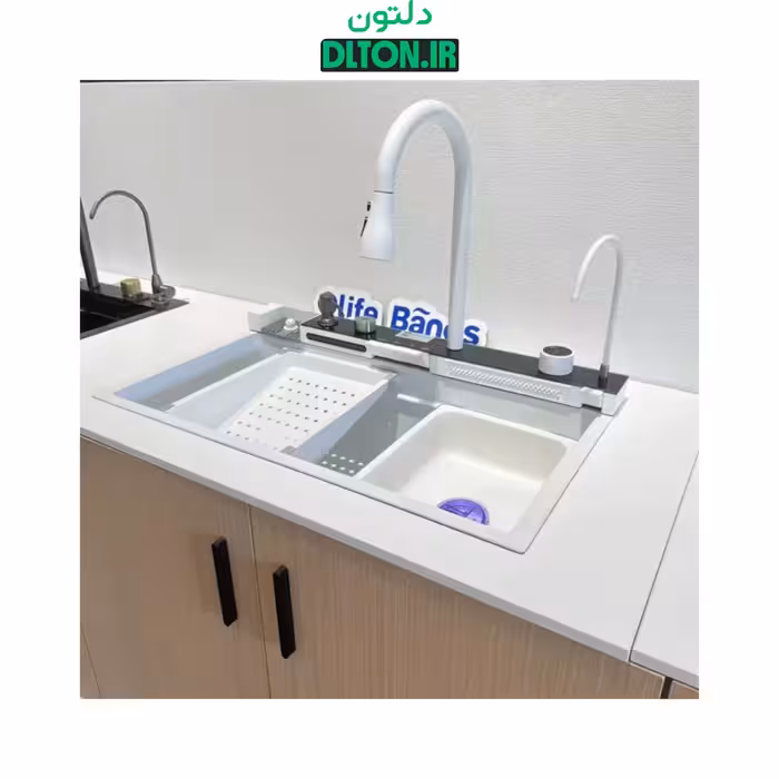 سینک ظرفشویی آبشاری مدل پیانویی 5 کلید سفید  گرید A هوادیاو