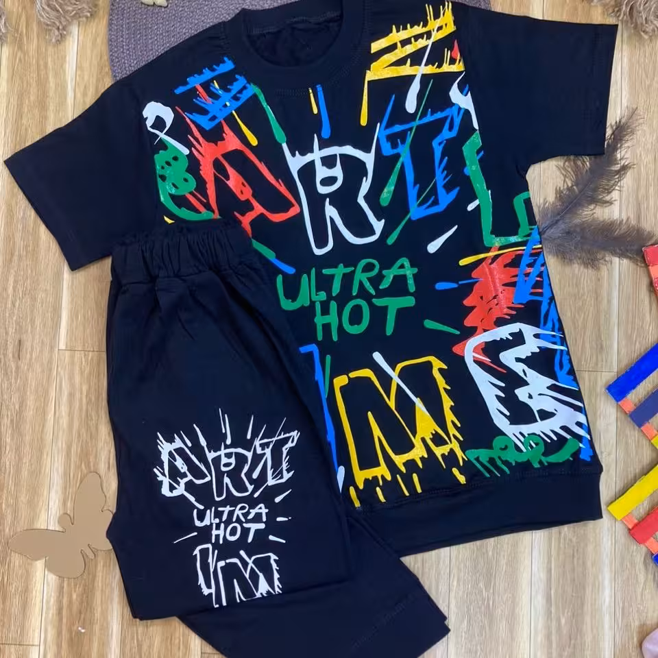 تیشرت  شلوارک مشکی سایز 55و60