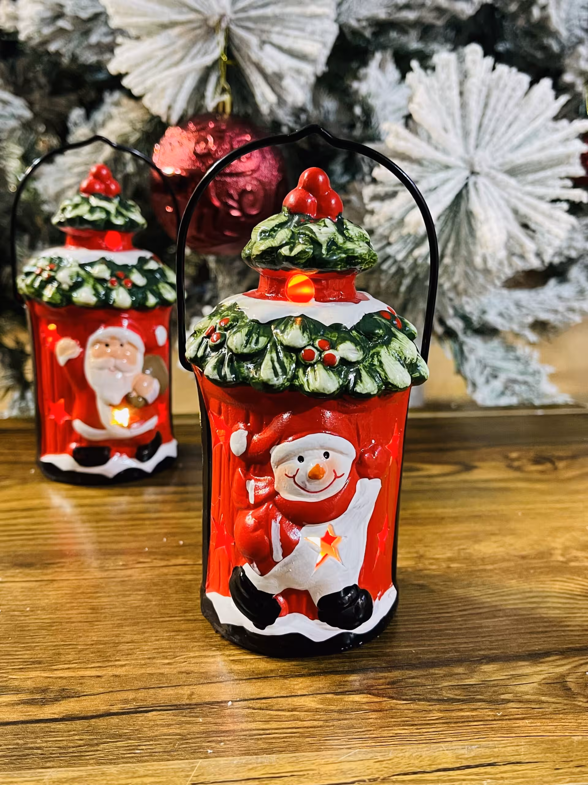 فانوس دسته فلزی چراغدار آدم برفی