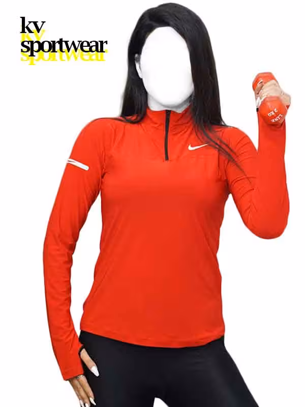 تیشرت نیم زیپ فینگردار ورزشی زنانه NIKE کد 014