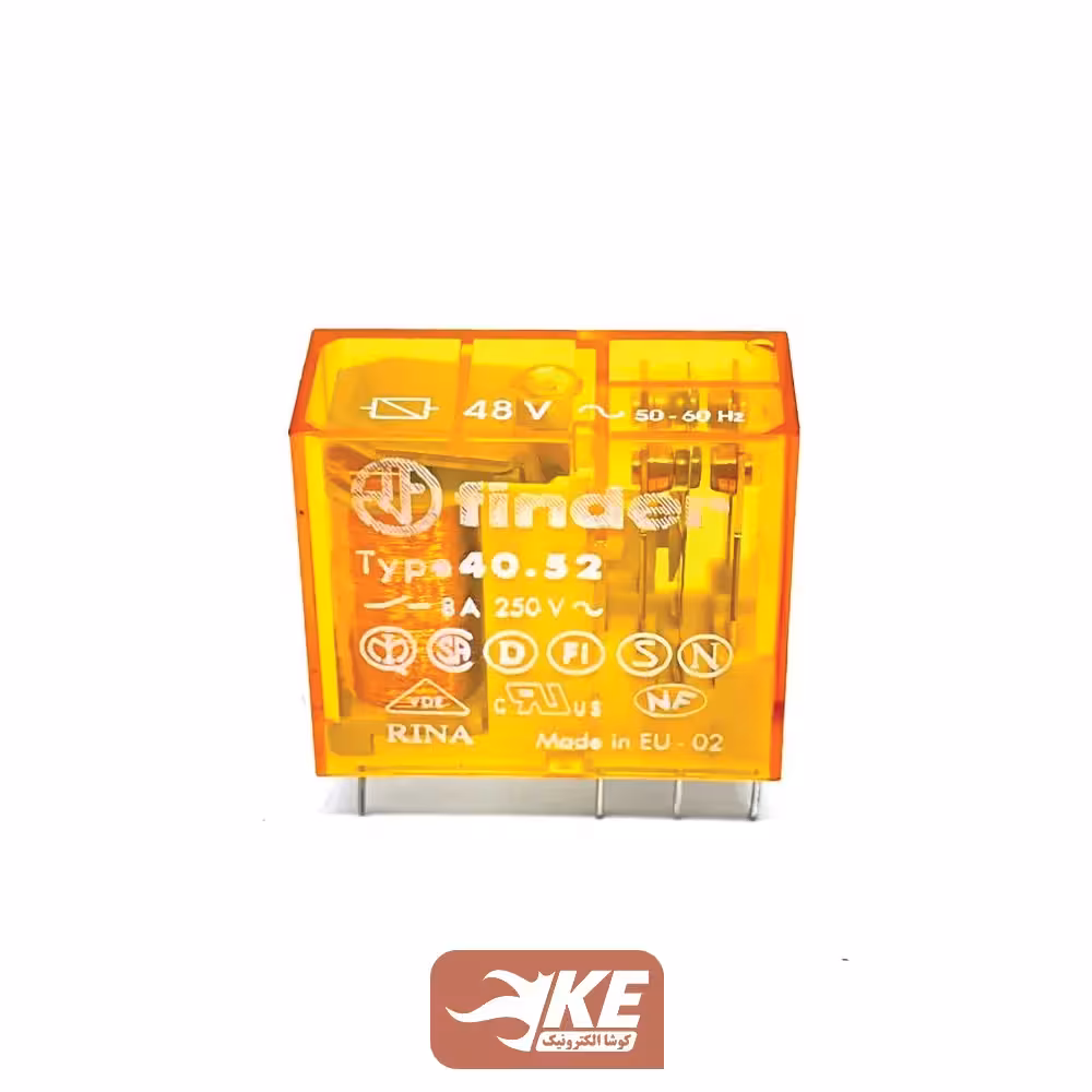 رله کتابی 48VAC دو کنتاکت 8 آمپر فیندر مدل 40.52.8.048.0000