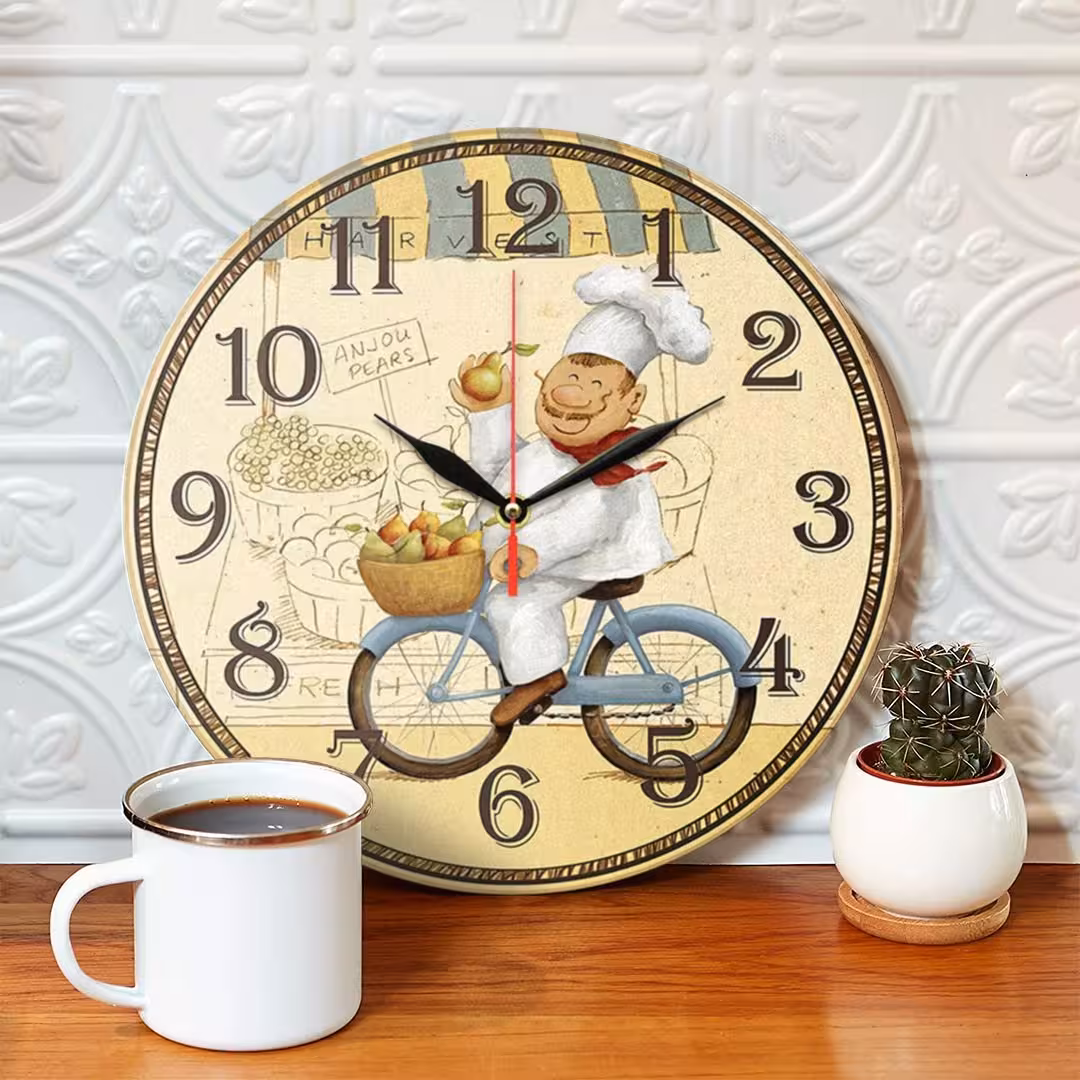 ساعت دیواری طرح آشپز و دوچرخه و میوه کد 1283ساعت دیواری مدرن-ساعت دیواری کلاسیک