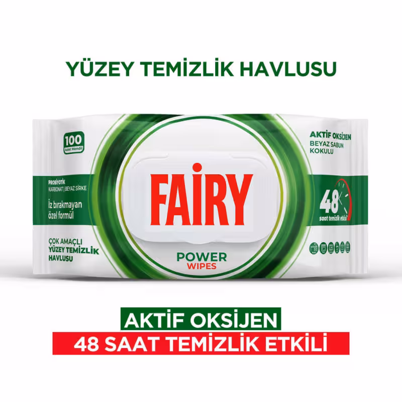 دستمال مرطوب چند منظوره سطوح فیری Fairy رایحه صابون سفید بسته 100 عددی