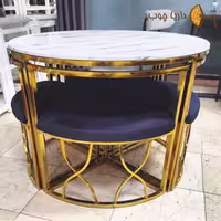 میز و صندلی ناهارخوری چهار نفره کم‌جا فلزی