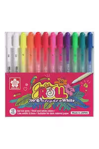 روان نویس 12 رنگ ساکورا 0.3 gelly roll moonlight & white XPGB 12ML