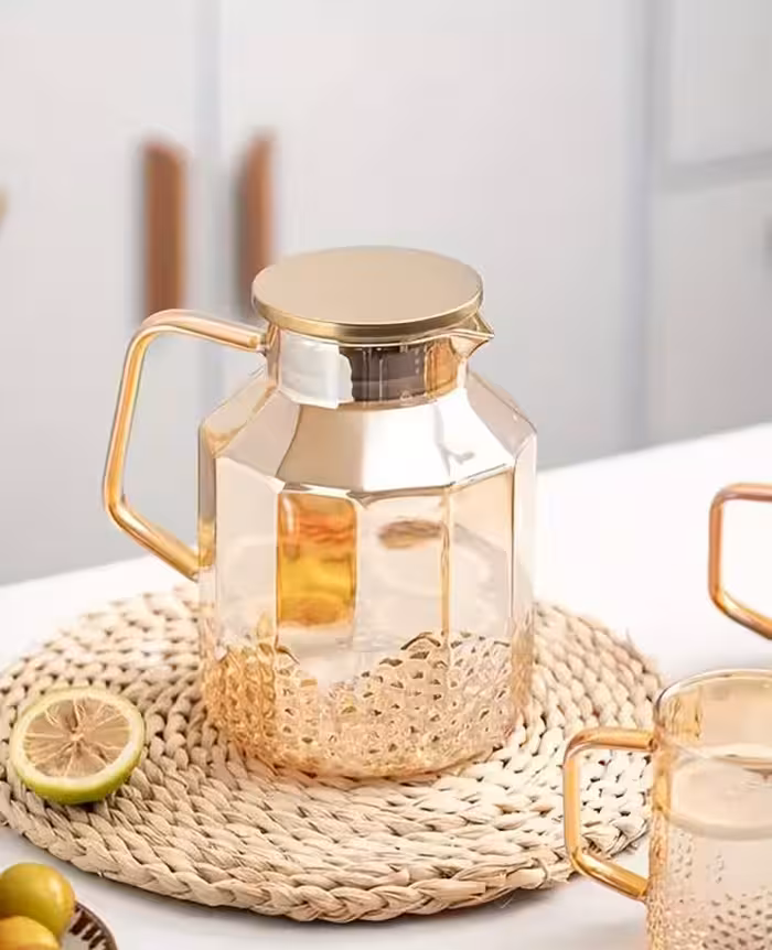 پارچ و لیوان پیرکس شامپاینی مدل چند ضلعی