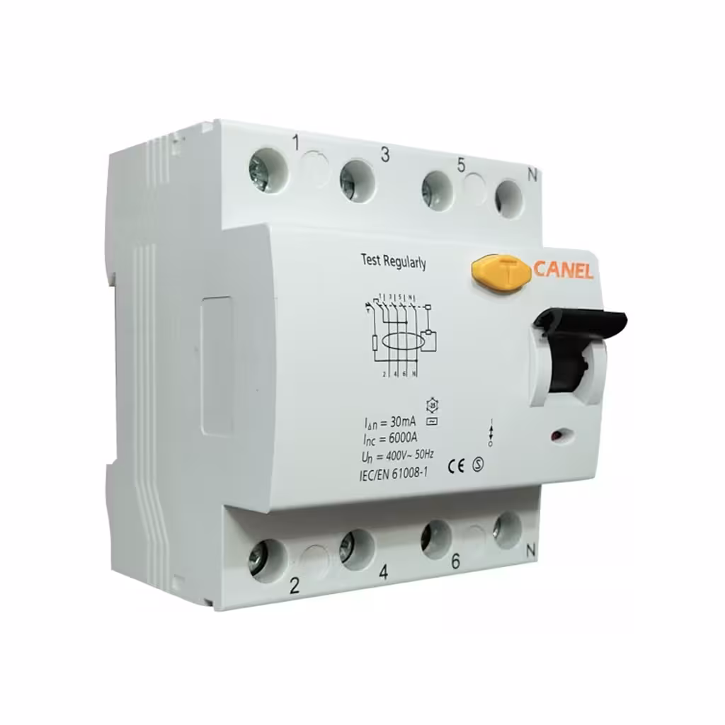 کلید محافظ جان 50 آمپر سه پل + نول کانل کد 50A-6KA-3P+N
