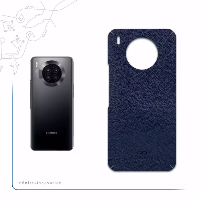 برچسب پوششی ماهوت مدل Deep-Blue-Leather مناسب برای گوشی موبایل آنر 50 Lite