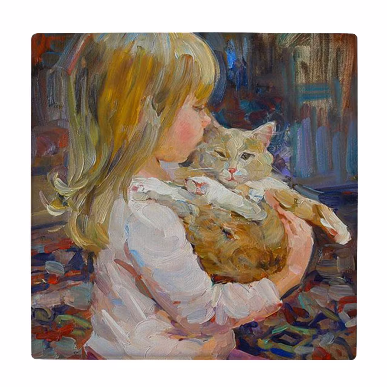 زیر لیوانی طرح دختر و گربه کد    3865015_2012