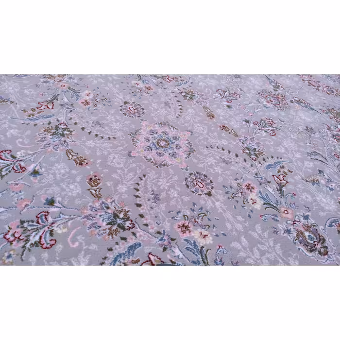 فرش ماشینی زمرد مشهد طرح افشان زمینه طوسی