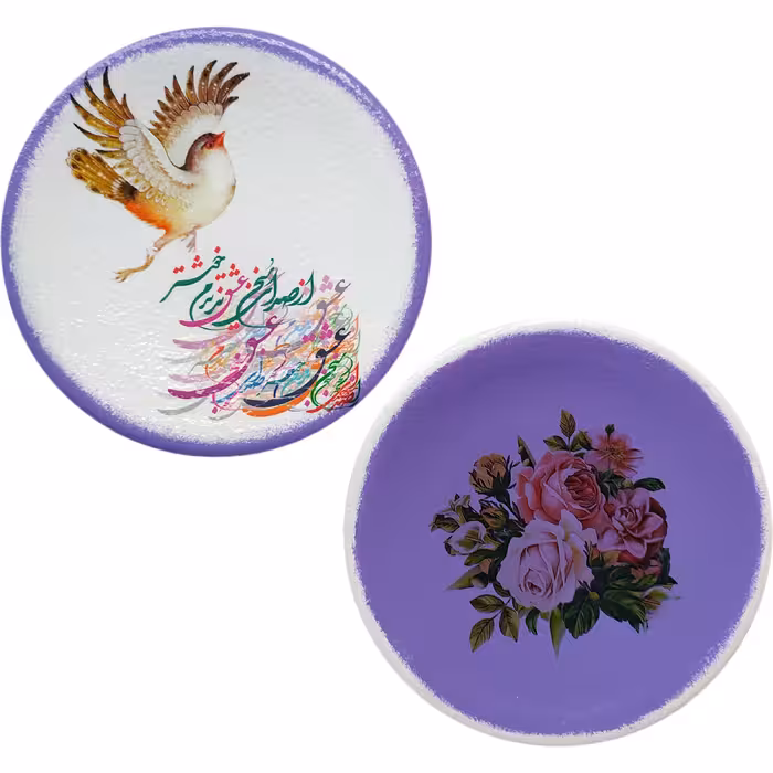 بشقاب دیوارکوب سفالی مدل شعر عاشقانه کد 16 مجموعه 2 عددی