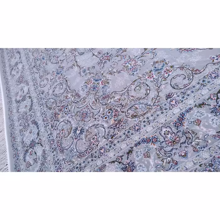 فرش ماشینی زمرد مشهد مدل سپهر زمینه طوسی