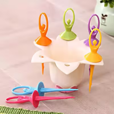 چنگال زیتون خوری مدل FLOWER FAIRY کد RB225 مجموعه 6 عددی به همراه استند