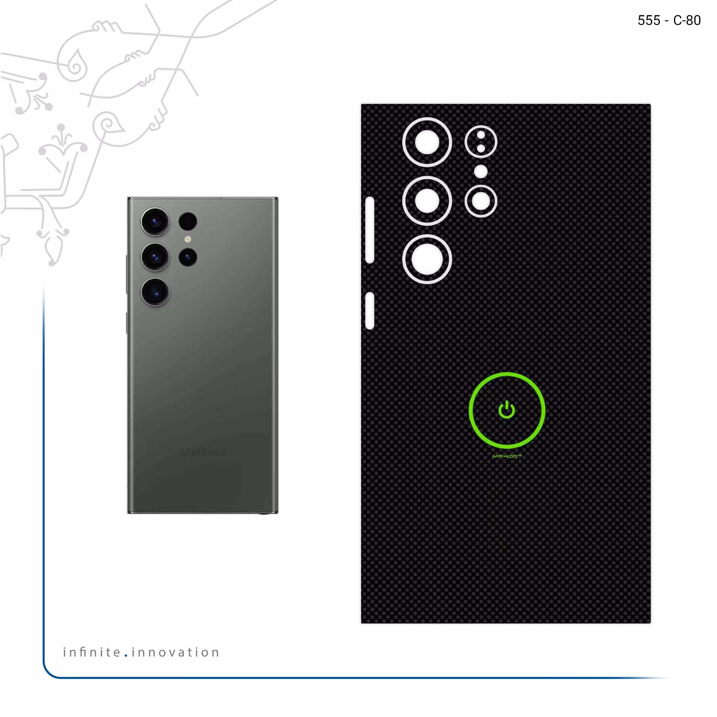 برچسب پوششی ماهوت مدل Minimal Power Button مناسب برای گوشی موبایل سامسونگ Galaxy S23 Ultra
