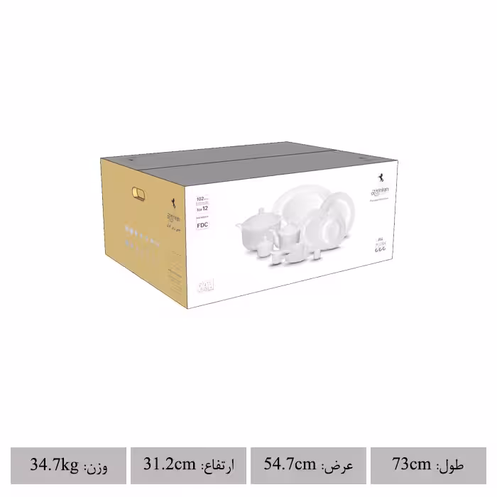 سرویس غذاخوری 102 پارچه چینی زرین ایران مدل رادیانس توسکانی درجه یک