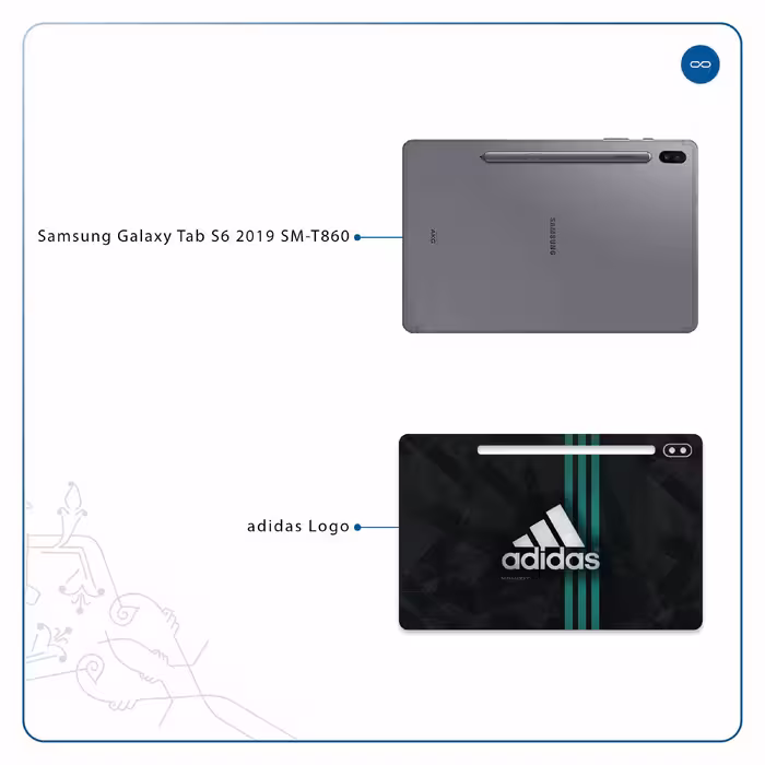 برچسب پوششی ماهوت مدل adidas-Logo مناسب برای تبلت سامسونگ Galaxy Tab S6 2019 SM-T860