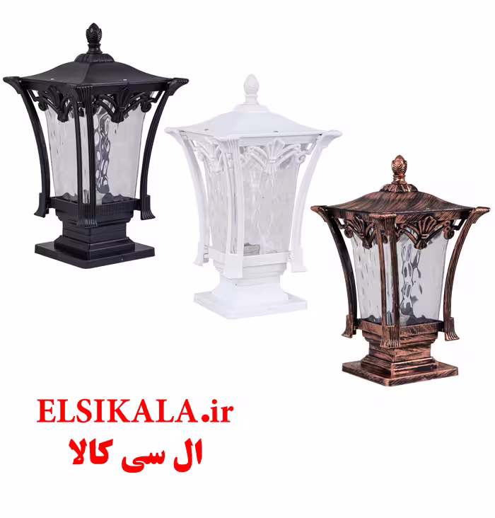 چراغ سردری حیاطی مدل کاسپین مشکی مسی سفید