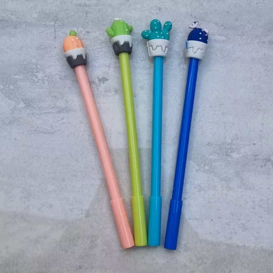 روان نویس طرح کاکتوس فانتزی، 4 طرح، جواهر آبی، با کیفیت