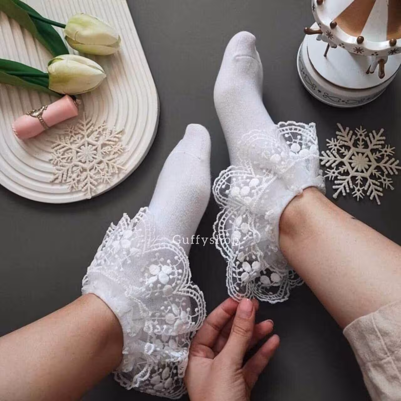 جوراب لب توری پفی عروسکی