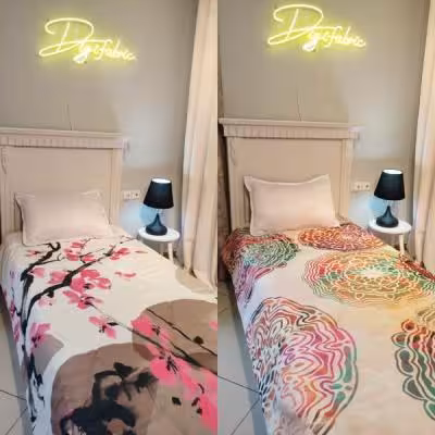 لحاف یک نفره طرح دایره دایره و شکوفه صورتی