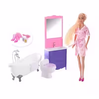 عروسک باربی دفالوسی سرویس حمام و وان 8436