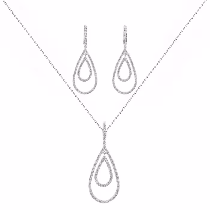 نیم ست نقره زنانه مجلسی جواهری مدل NI B14