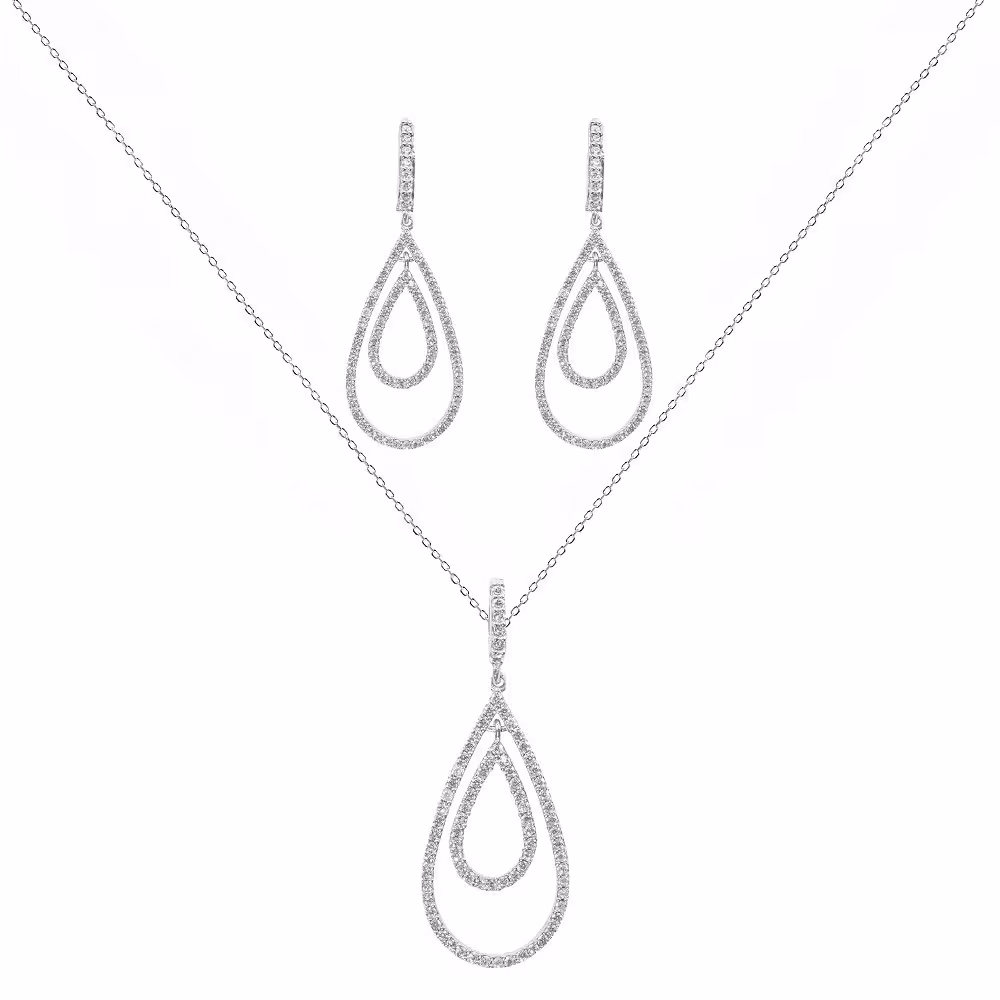 نیم ست نقره زنانه مجلسی جواهری مدل NI B14