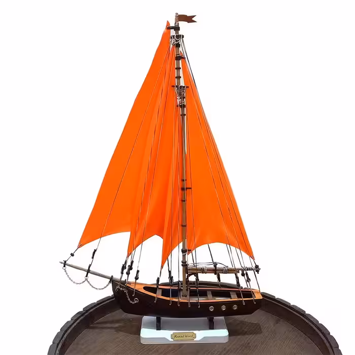 ماکت کشتی چوبی طول 40 سانتیمتری نارنجی