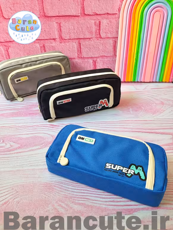 جامدادی وارداتی اسپرت دو زیپ طرح super