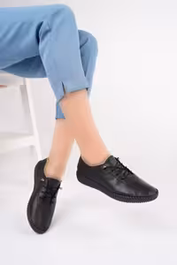 کفش راحتی زنانه چرم مشکی چرم اصل Dp62-8001 – 1208