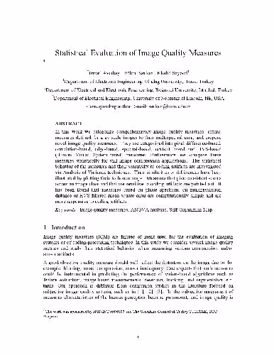 خرید و دانلود نسخه کامل کتاب Statistical Evaluation of Image Quality Measures