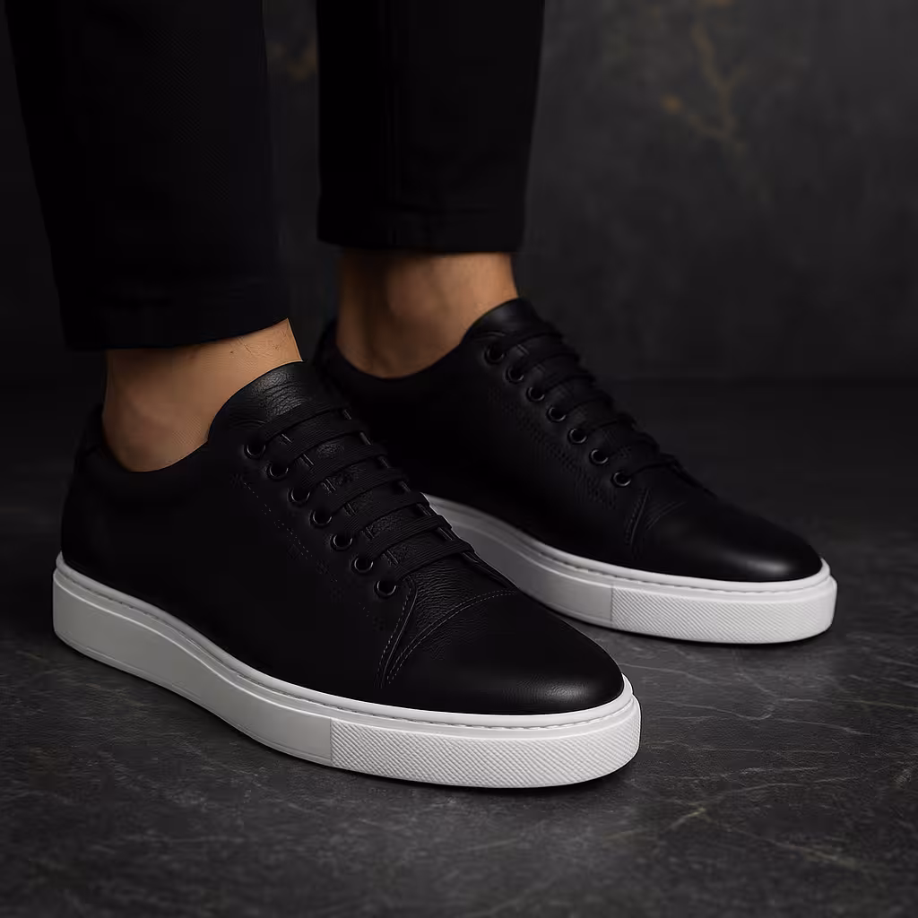 کفش چرم مردانه ونس کد VN009BK رنگ مشکی