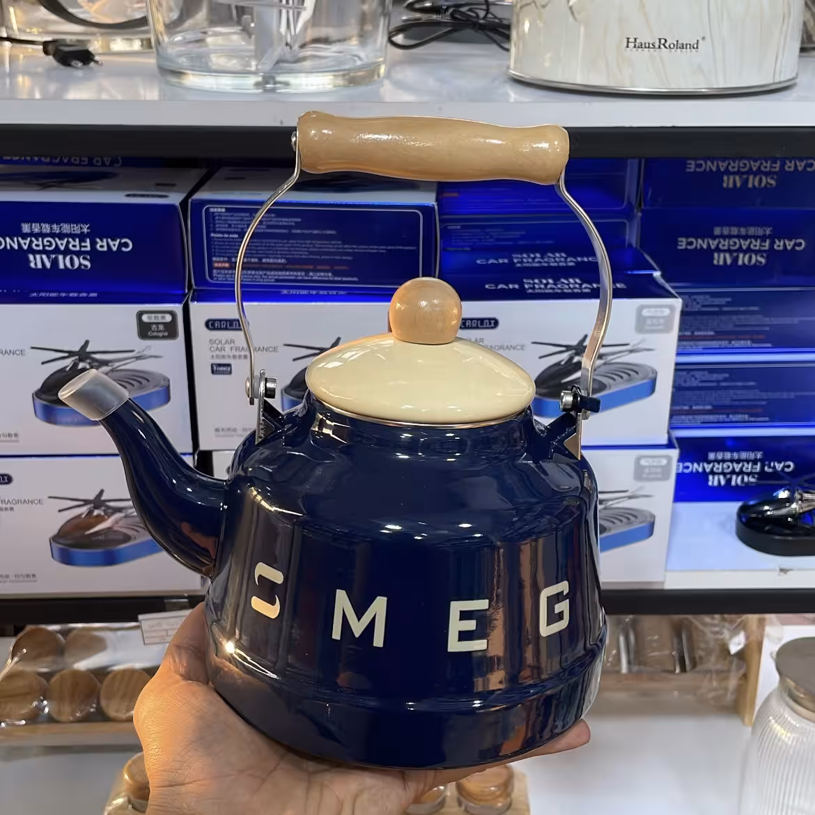 کتری لعابی 2.5 لیتری طرح اسمگ SMEG رنگ سورمه‌ای