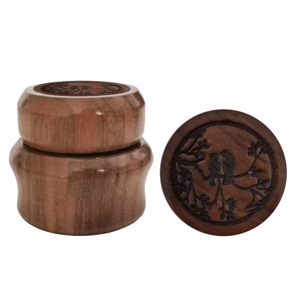 دوات چوبی گردو طرح مرغ عشق سایز متوسط