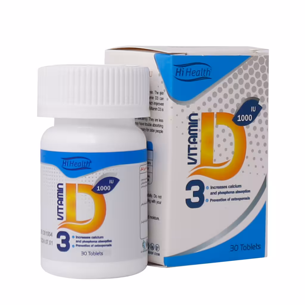 قرص ویتامین D3 های هلث 1000 واحد 30 عددی VITAMIN D3 HI HEALTH1000