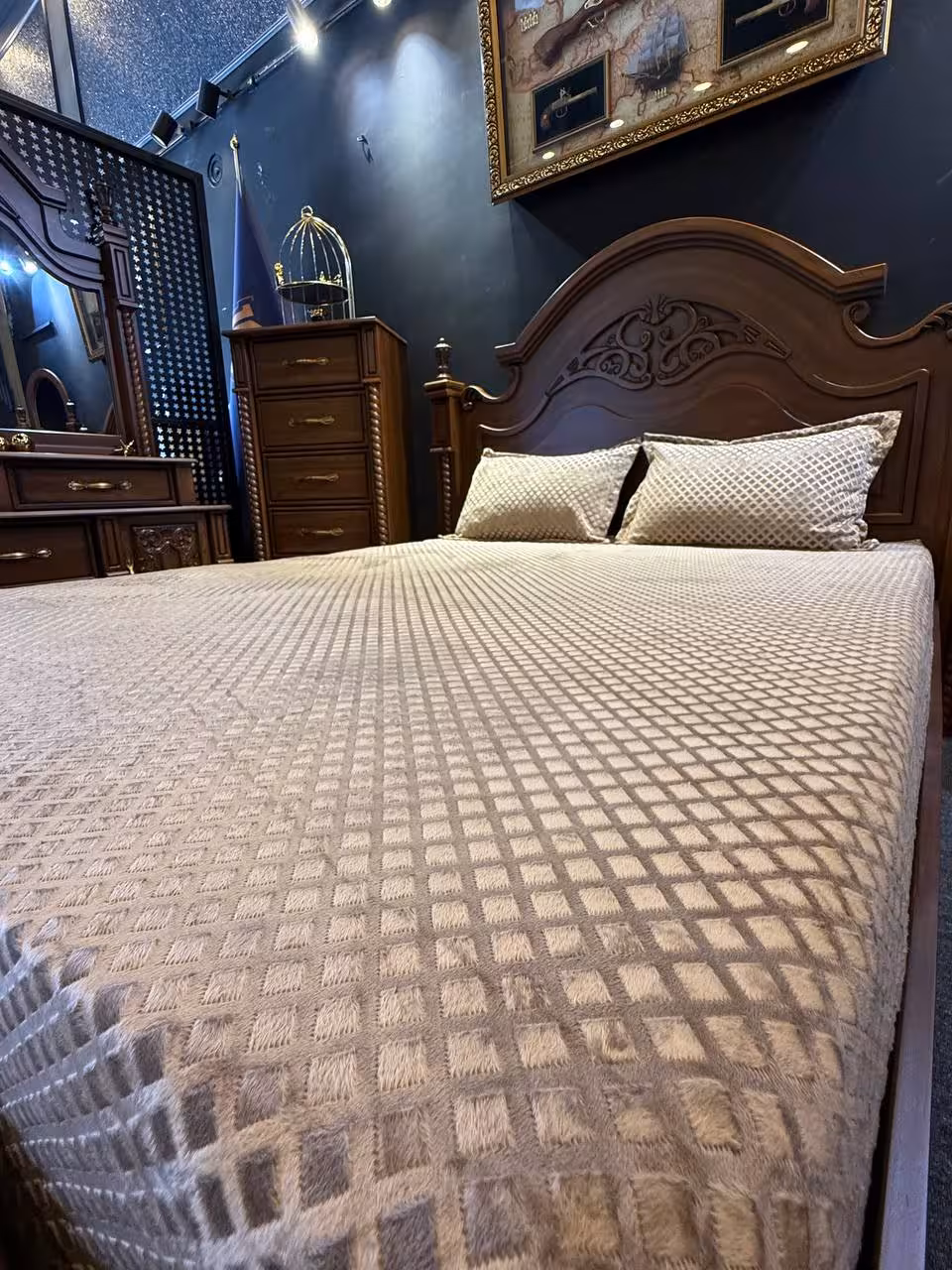 کاور تشک مخمل حبابی شکلاتی روتختی کشدار مخمل ضد لک برای تمامی ابعاد