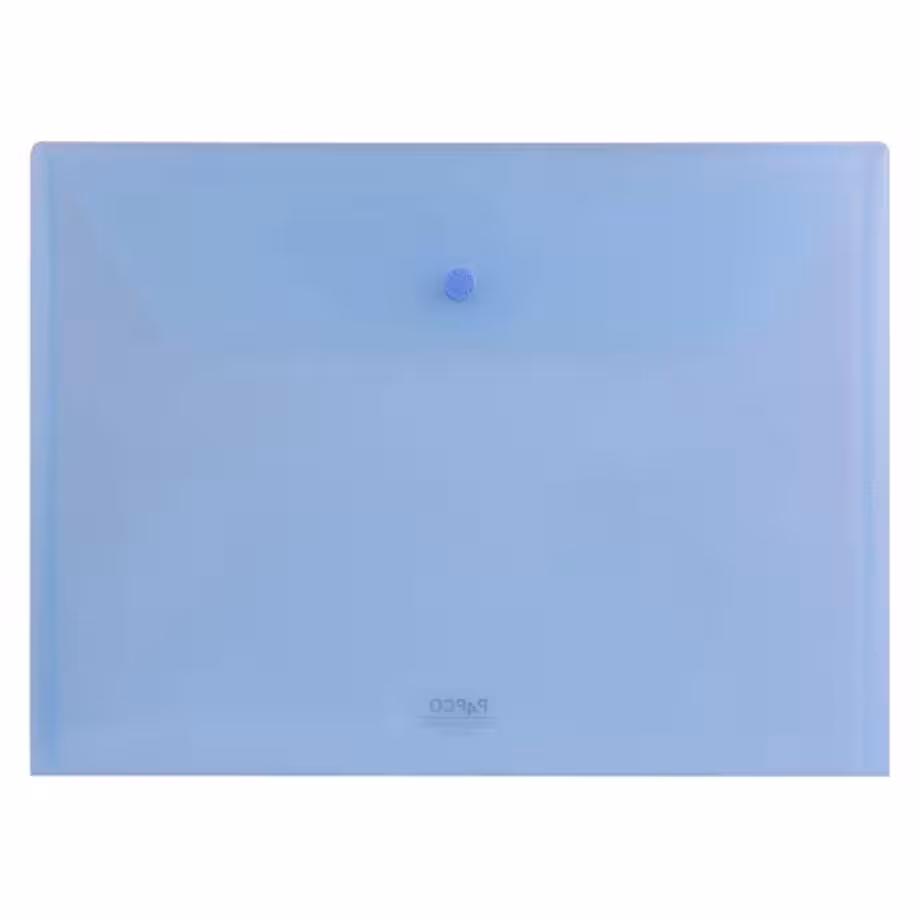 پوشه دکمه دار پاپکو مدل شفاف A4 کد A4-105T رنگ آبی روشن