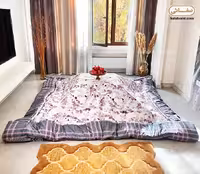 لحاف کرسی دو رویه صفاهوم طرح گل آبرنگی و چهارخانه