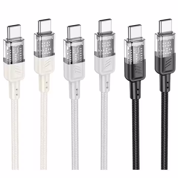 کابل شارژ 60 وات USB-C به USB-C هوکو مدل U129 طول 1.2 متر