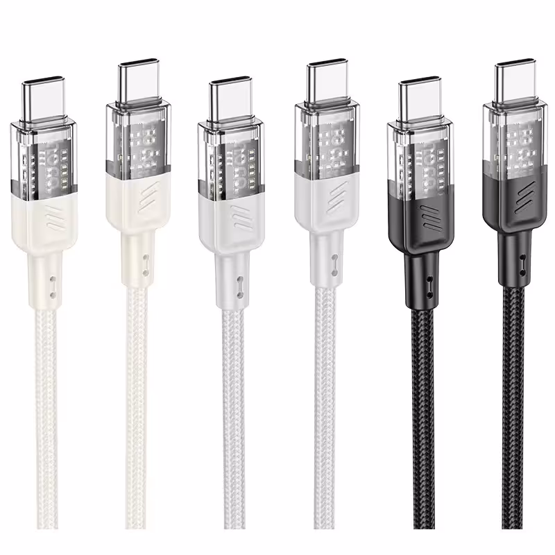 کابل شارژ 60 وات USB-C به USB-C هوکو مدل U129 طول 1.2 متر
