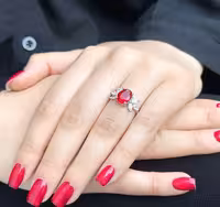 انگشتر جواهری یاقوت سرخ نقره زنانه کد 10970
