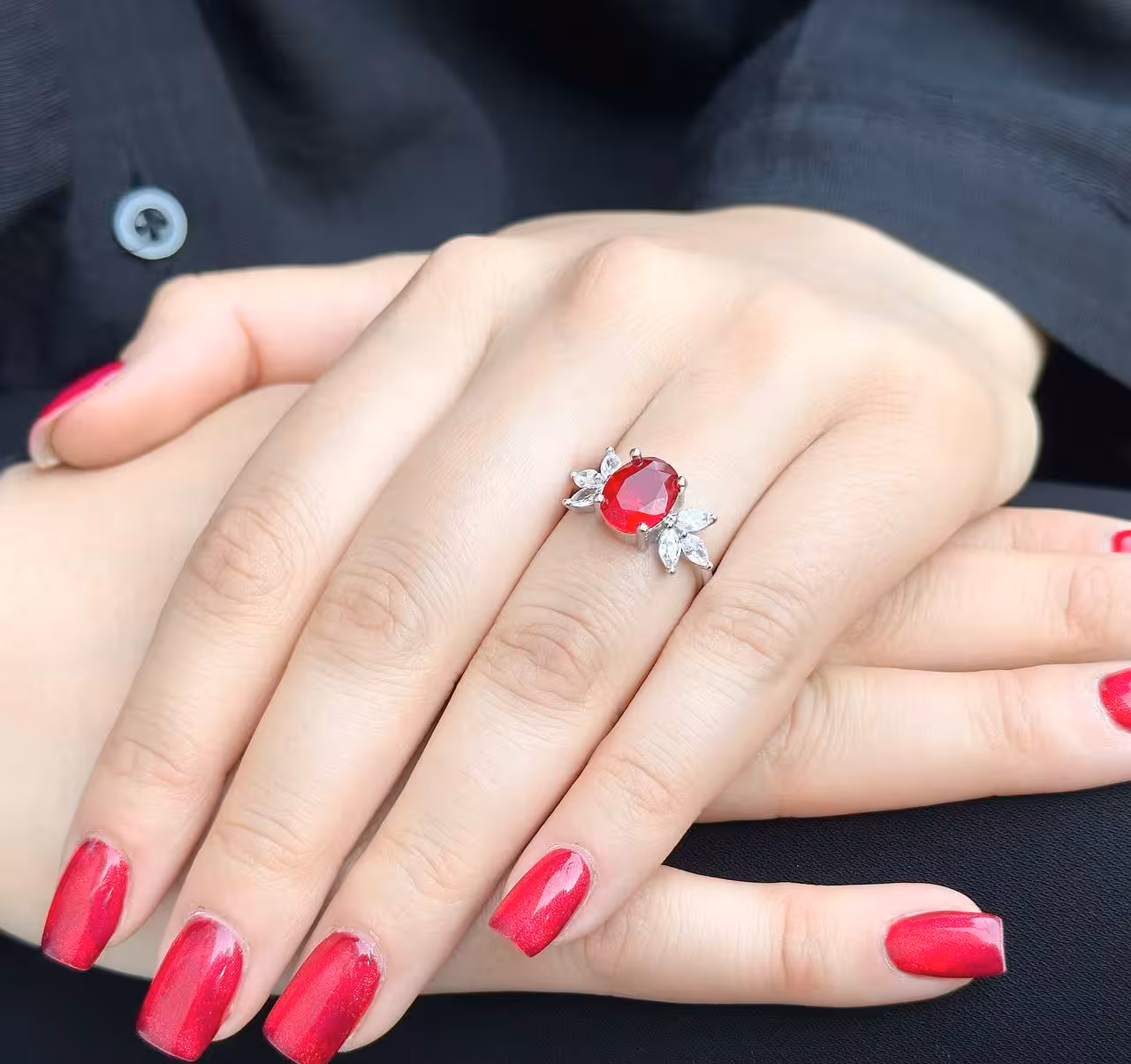 انگشتر جواهری یاقوت سرخ نقره زنانه کد 10970