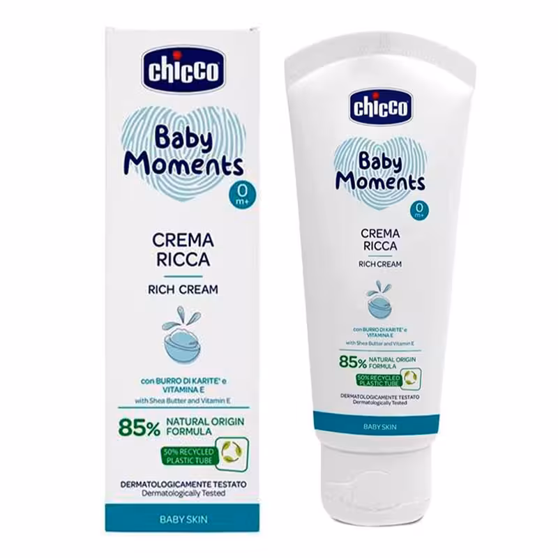 کرم مرطوب کننده پوست کودک چیکو حاوی ویتامین E و شی باتر 85% ارگانیک حجم 100 میل