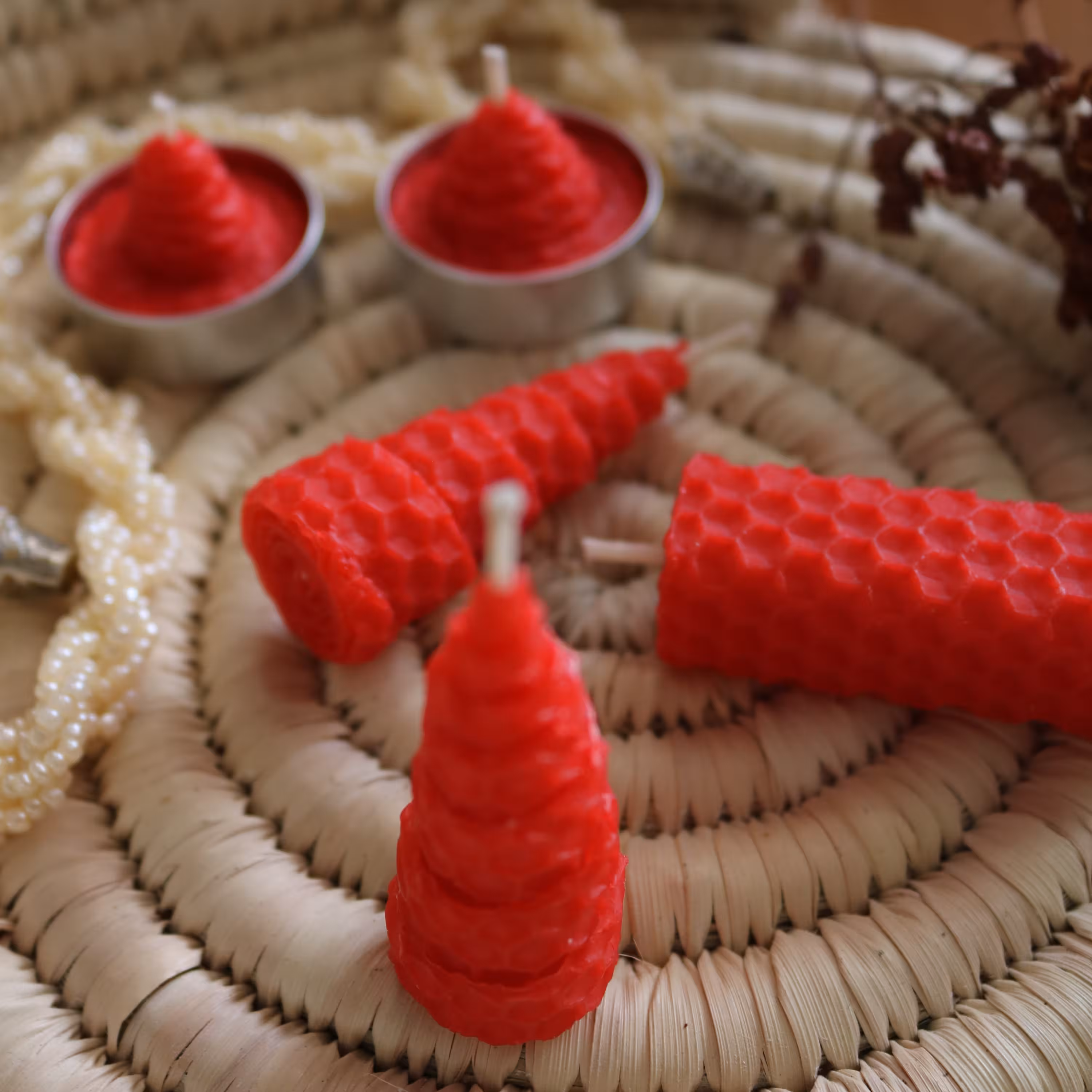 ست شمع مخروطی قرمز